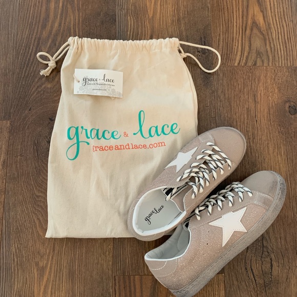 Grace & Lace Star Sneakers in Rose Gold Size 7.5 - Picture 1 of 3